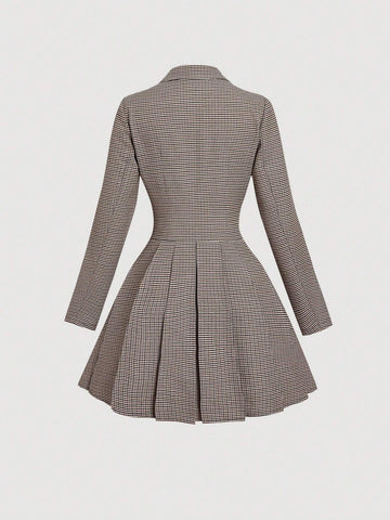 Retro Plaid Collar Dress, Autumn Dress, College Jumpsuit,Christmas Dresses, Autumn Dresses,