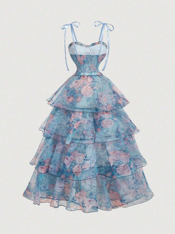 Romantic Floral French Style Dress, Party/Evening Gown