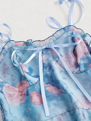 Romantic Floral French Style Dress, Party/Evening Gown