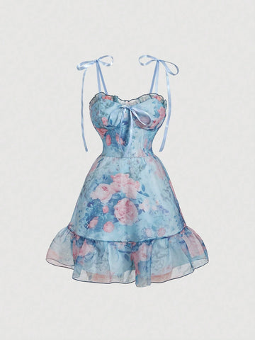 Romantic Floral French Style Dress, Party/Evening Gown