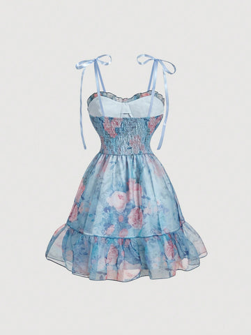 Romantic Floral French Style Dress, Party/Evening Gown