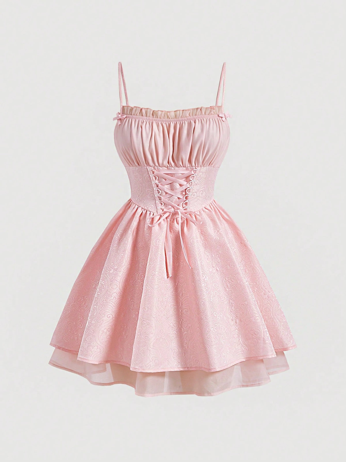 MOD Ruched Bust Lace Up Front Cami Dress
