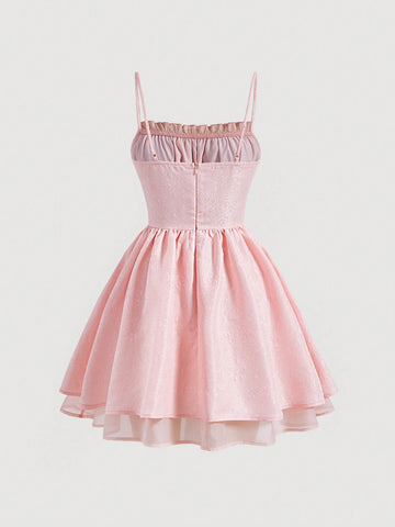 MOD Ruched Bust Lace Up Front Cami Dress