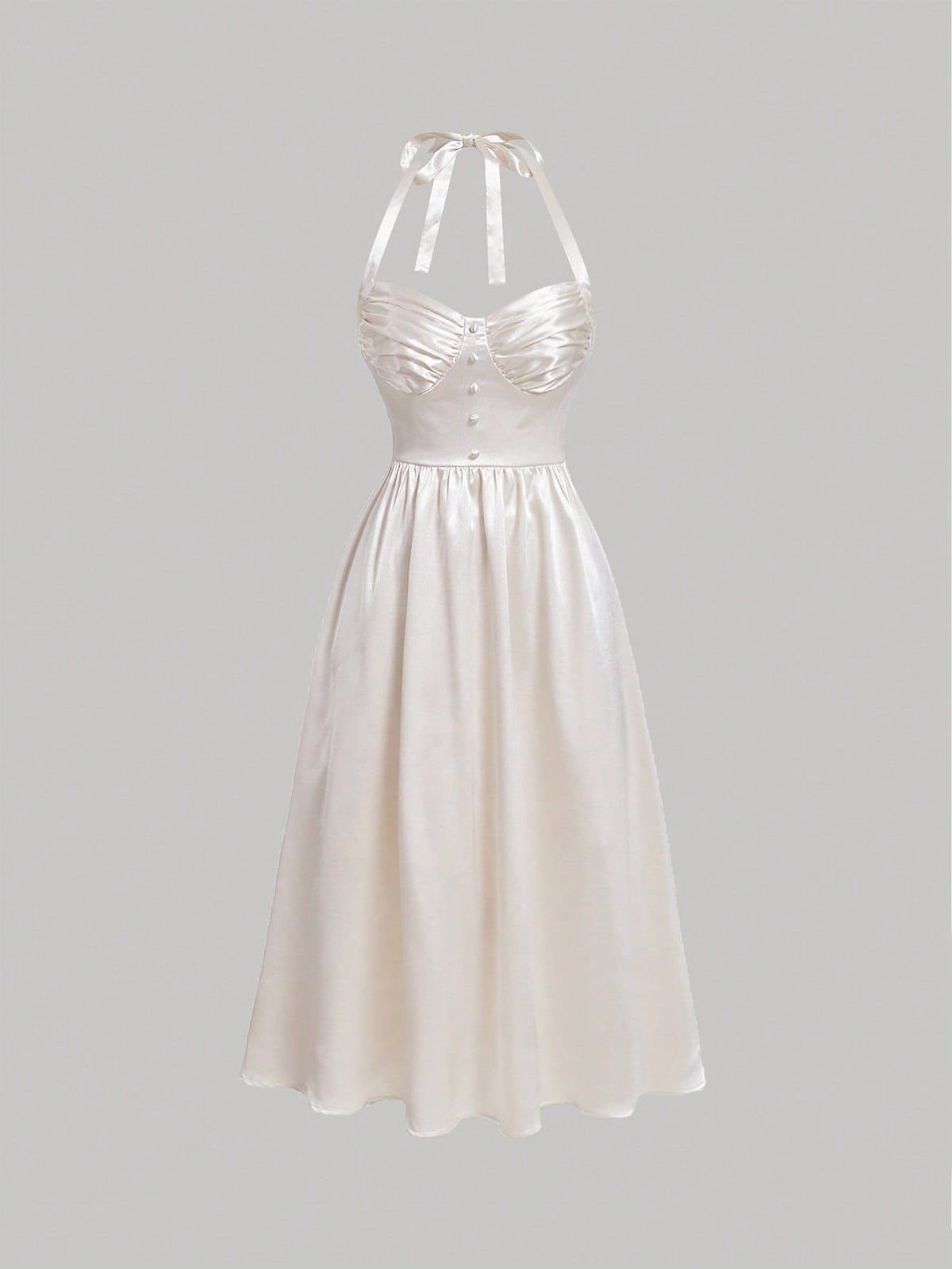 MOD Ruched Bust Tie Backless Halter Dress