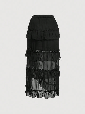 MOD Ruffle Hem Ruched Split Thigh Skirt