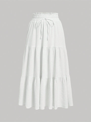 MOD Ruffle Skirt Boho Long Skirt Spring Break Paperbag Waist Layered Ruffle Hem Skirt