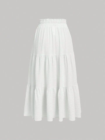 MOD Ruffle Skirt Boho Long Skirt Spring Break Paperbag Waist Layered Ruffle Hem Skirt