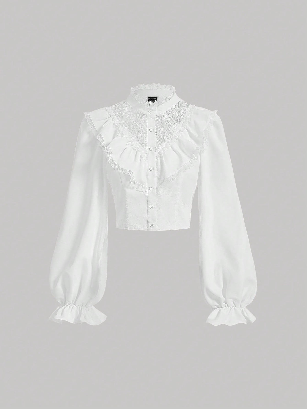 Ruffle Trim Flare Sleeve Button Front Shirt