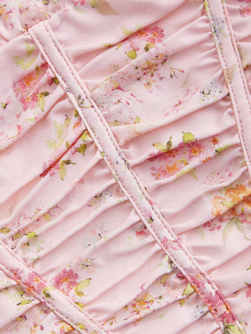 MOD Ruffled Floral Front Tie Puff Sleeve Retro Shirt, Vacation Shirt, Summer Shirt, Valentine's Day Shirt, Beach Wear, Country Wear