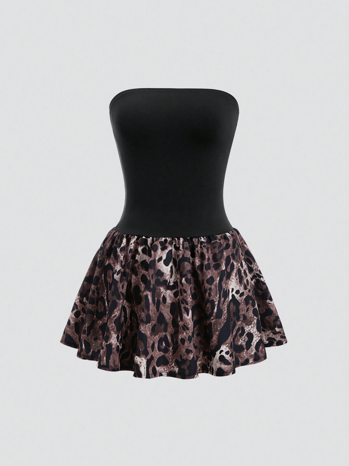 Sexy Ladies Sweet & Spicy Leopard Print Black 2-Piece Dress Set