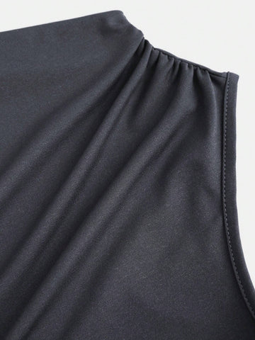 Sexy Slim Fit Sleeveless Bodysuit With Mock Neck For Women