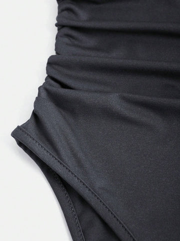 Sexy Slim Fit Sleeveless Bodysuit With Mock Neck For Women