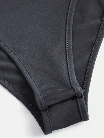 Sexy Slim Fit Sleeveless Bodysuit With Mock Neck For Women