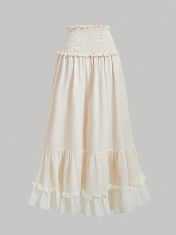 MOD Shirred Panel With Ruffle Hem Vintage Skirt