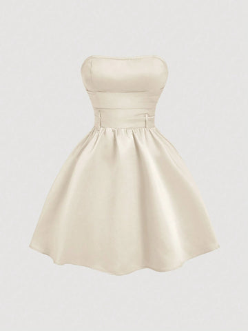 Short Dress For Women With Red Side Bow Tie Bandeau