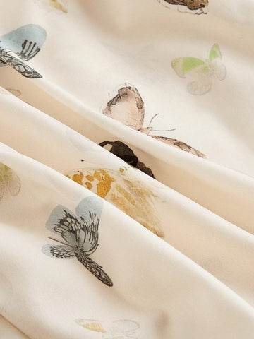 Side Cutout Bow Butterfly Print Retro Dress, Elegant Dress, Party Dress,Holiday Outfits,New Years