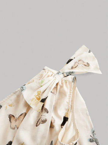 Side Cutout Bow Butterfly Print Retro Dress, Elegant Dress, Party Dress,Holiday Outfits,New Years