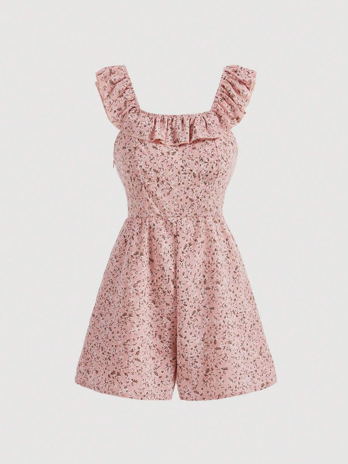 Small Floral Print Ruffle Hem Romper