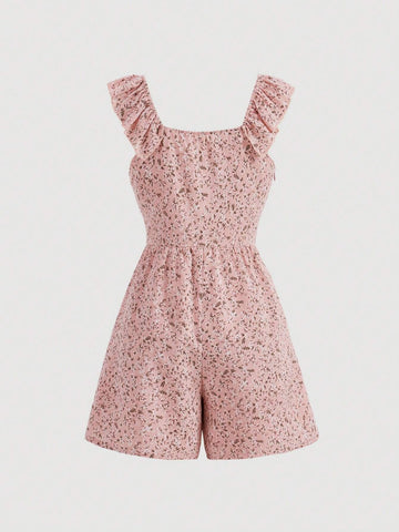 Small Floral Print Ruffle Hem Romper