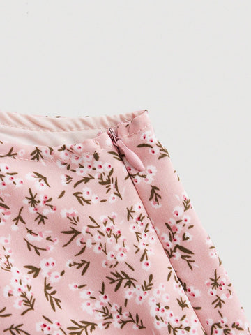 Small Floral Print Ruffle Hem Romper