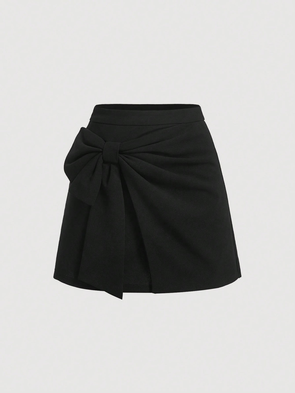 MOD Solid Bow Detail Wrap Front Skirt