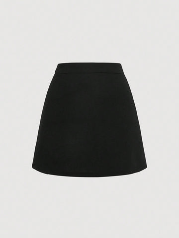 MOD Solid Bow Detail Wrap Front Skirt