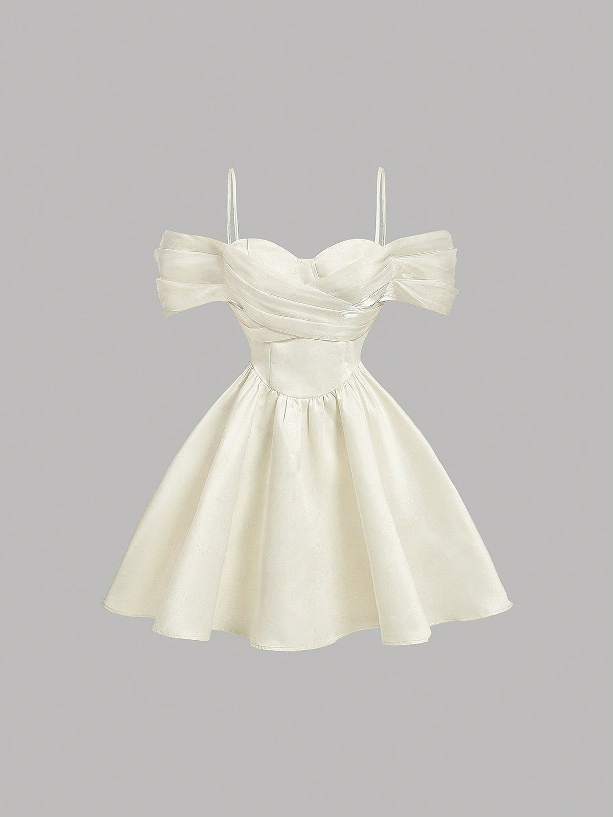 MOD Solid Cold Shoulder Ruched Bust Dress