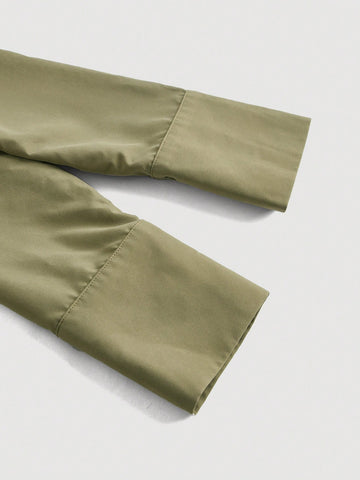 MOD Solid Color Button Up Pleated Dress
