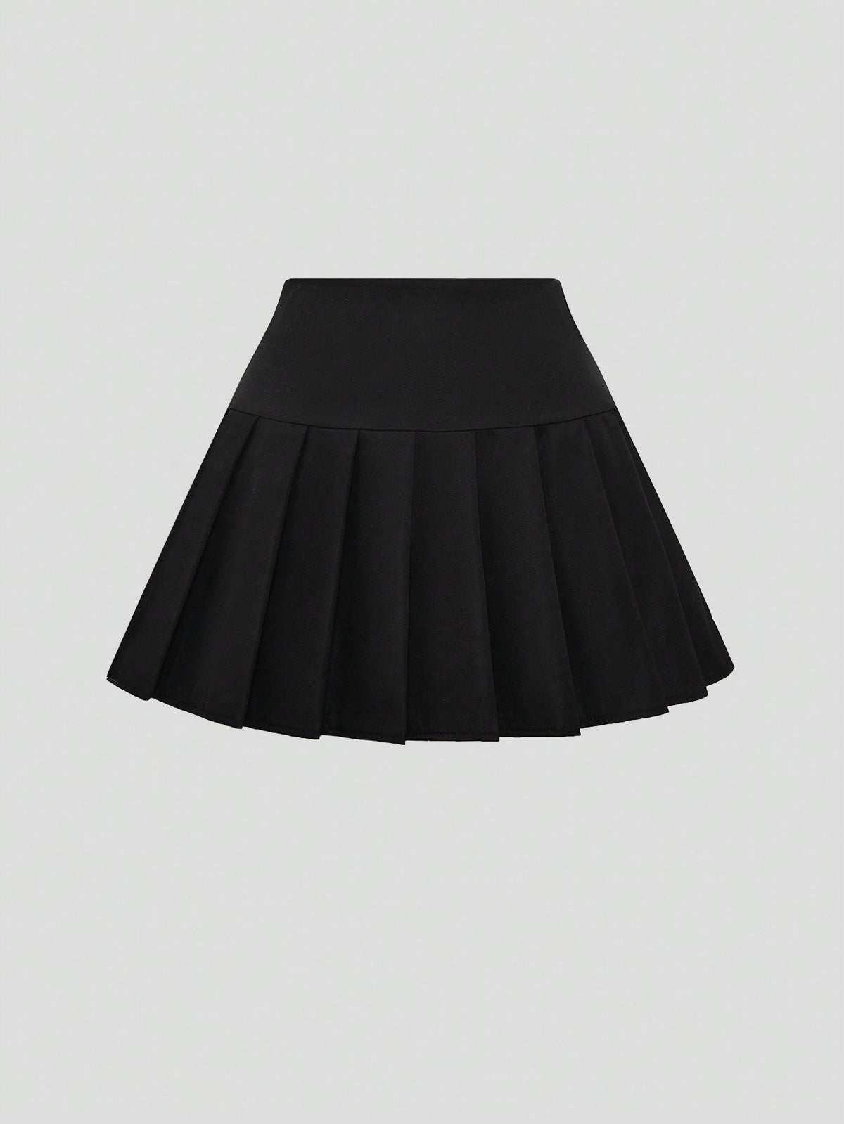MOD Solid Color Casual Pleated Midi Skirt