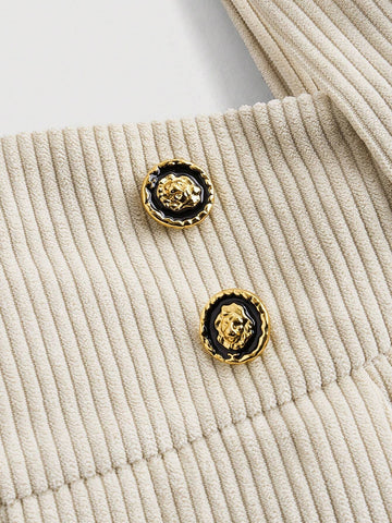 Solid Color Corduroy Overalls Romper