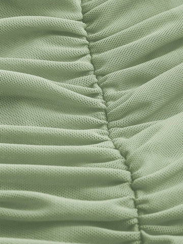 Solid Color Pleated Bodycon Cami Dress
