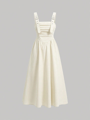 Solid Color Pleated Cami Dress
