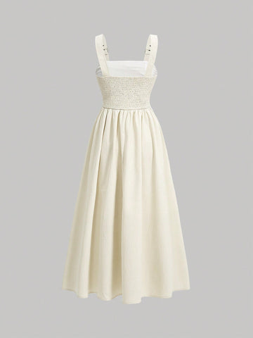Solid Color Pleated Cami Dress