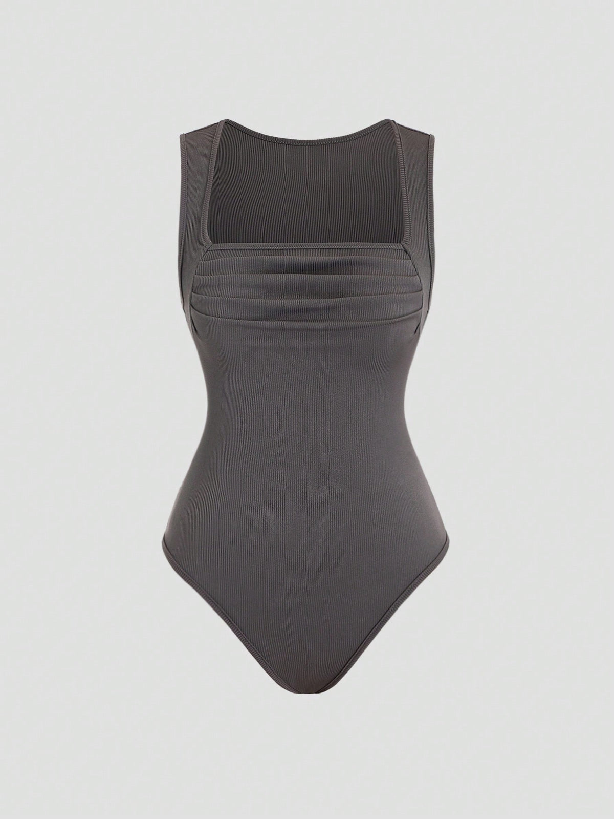 Solid Color Pleated Sleeveless Bodysuit