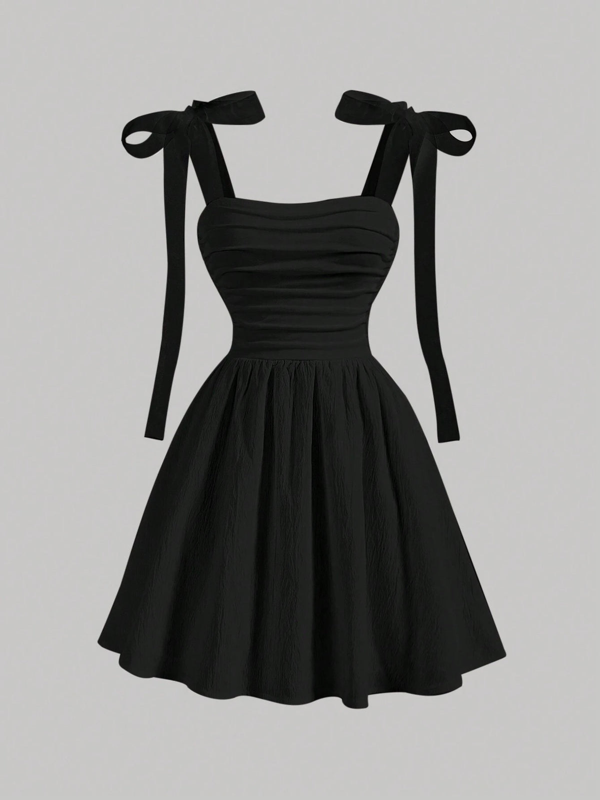 Solid Color Ruched Mesh Strap Romantic Summer Dress