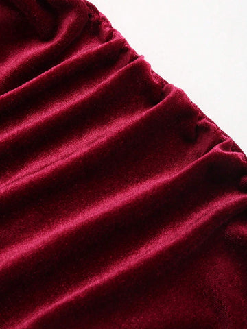 Solid Color Spaghetti Strap Ruched Slim Fit Casual Vacation Dress