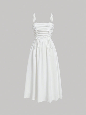 MOD Solid Drawstring Front Cami Dress
