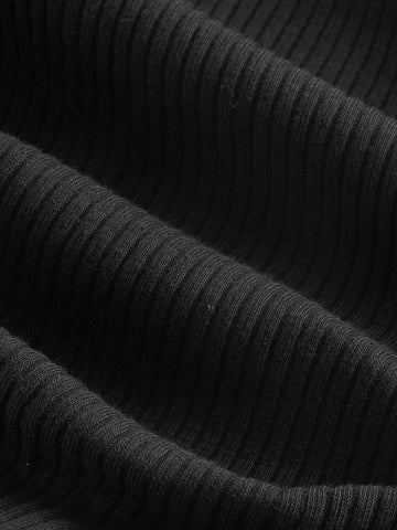 Solid Halter Neck Drawstring Side Tee