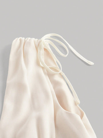 MOD Solid Ruched Bust Tie Shoulder Dress