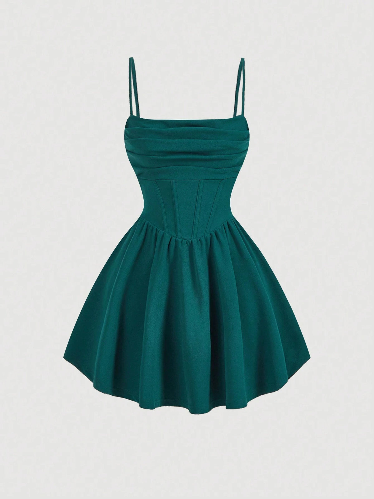 Solid Ruched Cami White Corset Structure Summer Dress