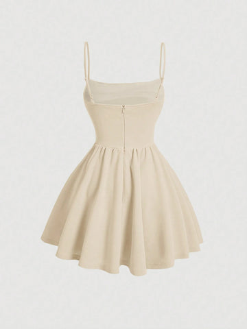 Solid Ruched Cami White Corset Structure Summer Dress