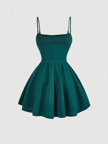 Solid Ruched Cami White Corset Structure Summer Dress