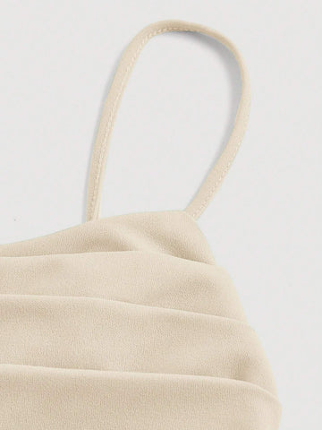 Solid Ruched Cami White Corset Structure Summer Dress