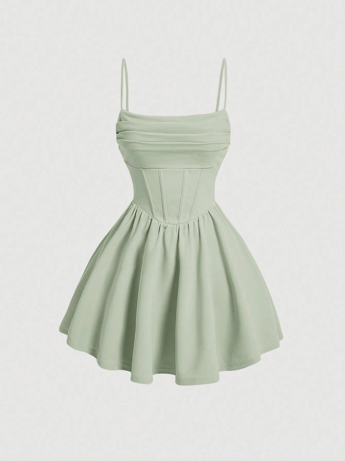 Solid Ruched Cami White Summer Dress