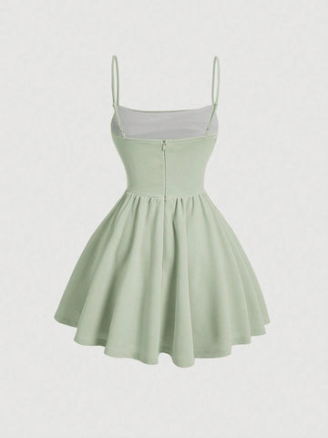 Solid Ruched Cami White Summer Dress