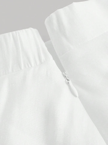 Solid Ruffle Hem Cami Top & Skirt