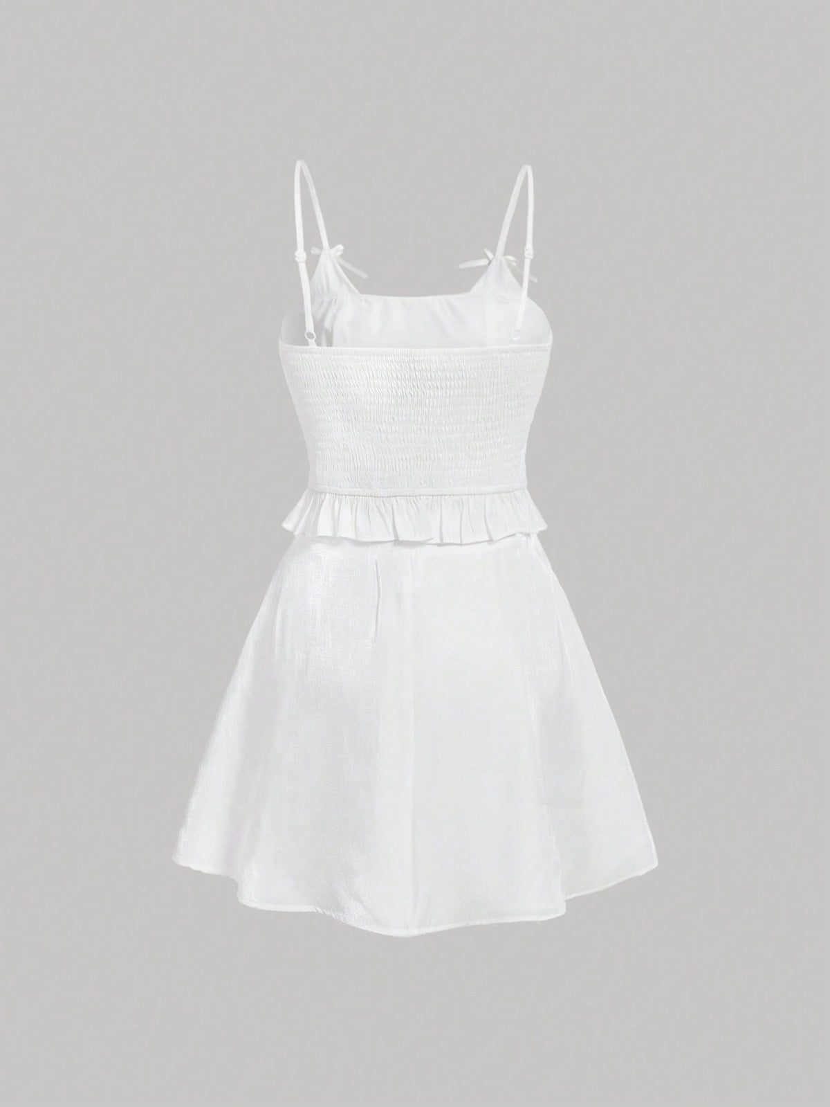 Solid Ruffle Hem Cami Top & Skirt