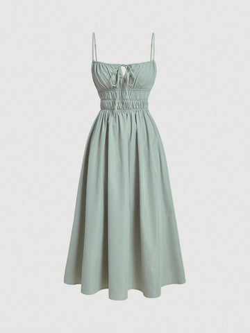 MOD Solid Tie Front Cami Dress