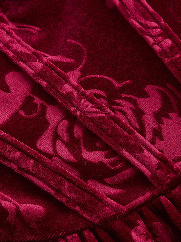 Spaghetti Strap Front Ruched Waist Flare Velvet Red Dress