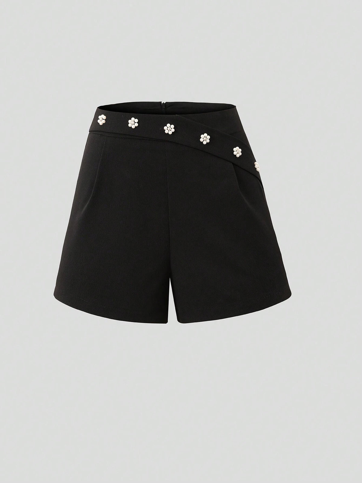 MOD Spring And Summer Casual Shorts Decorated With Small Beaded Flowers